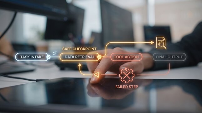 AI agent observability - Resetting a failed workflow step by hand, restoring to a safe checkpoint and revealing a new process path while keeping the original intact.
