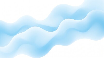 Obraz premium Abstract waves of soft blue liquid ripple dynamically across a clean white background, creating an elegant visual flow designed for modern digital branding and serene graphic design projects today.