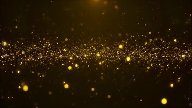 優雅に舞う金色の粒子ときらめく光の輝き