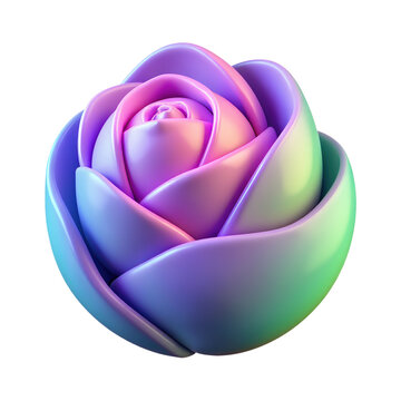 3d cabbage icon isolated on transparent background in glossy neon holographic y2k aesthetics.