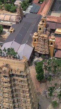 Vertical Aerial View of Nallur Kandaswamy Kovil Temple Jaffna Sri Lanka