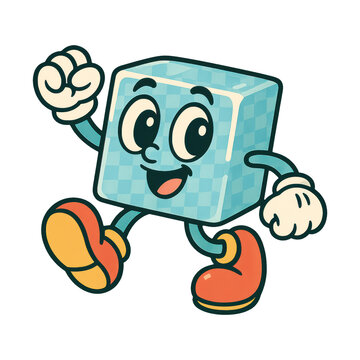 PNG Playful cube character illustration