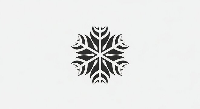 Stylized snowflake with sharp leafy edges winter cold