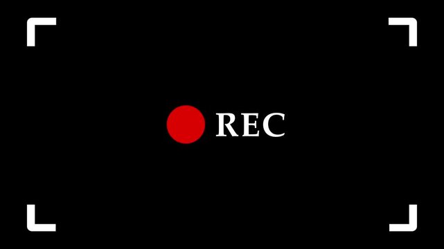 Video Recording Screen Frame Overlay with Red Record Symbol and REC Text animation...