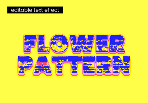 Flower Patterned Retro Typography Text Effect