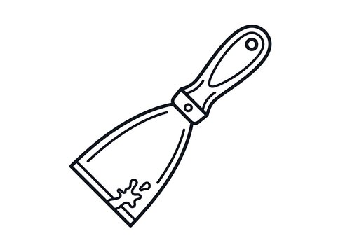 Simple black and white putty knife tool illustration