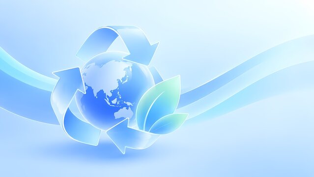 Globe with recycling arrows and leaf
