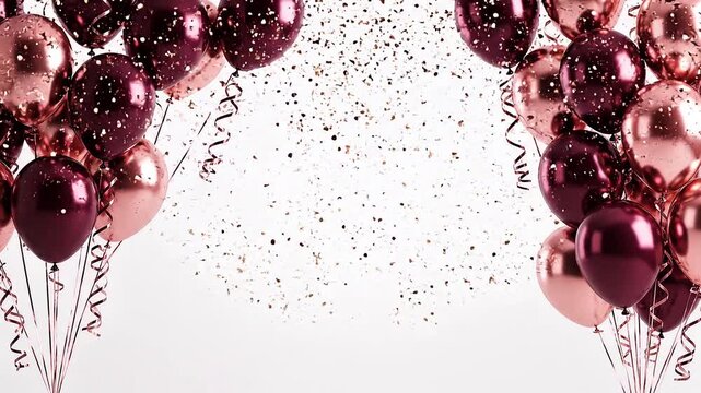 Maroon and rose gold balloons with 4K confetti for luxury event celebration balloon metallic party holiday birthday balloon metallic party holiday