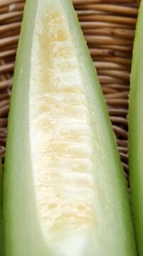 Close Up of Sliced Yellow Melon	