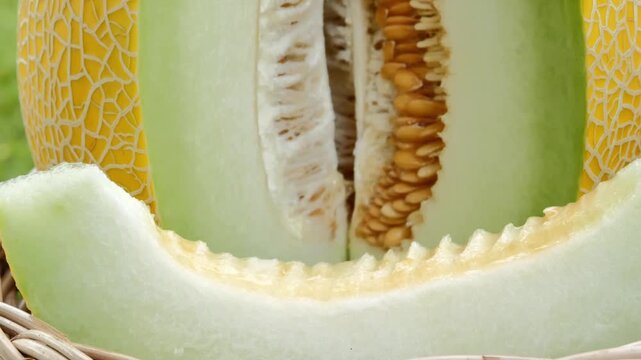 Close Up of Sliced Yellow Melon	