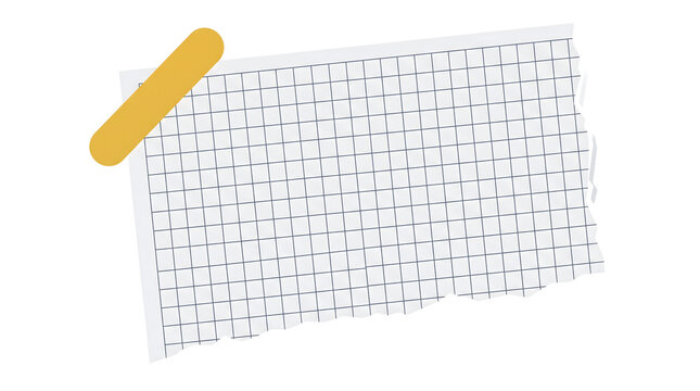 Handwritten musical notes on a white paper sheet attached with a piece of yellow decorative adhesive tape