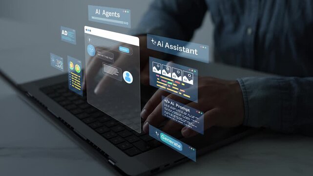 AI agents and virtual assistants helping with content creation, documents, marketing, advertising, writing and coding tasks through intelligent chatbot technology.