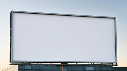 Obraz premium Empty white billboard on building against sky