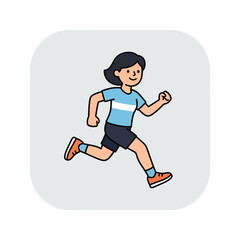 Fototapeta premium Flat vector illustration of a happy woman running for fitness