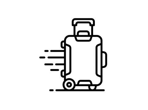 A fast rolling suitcase icon indicating speedy travel and quick journeys while on vacation
