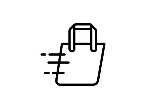 Fast shopping bag icon with motion lines conveying speed and efficiency for delivery services