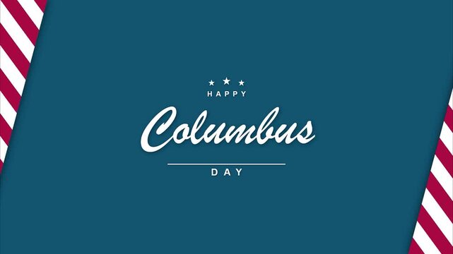 Happy columbus day celebration greeting typography minimalist flat design with patriotic red and white stripes digital layout template for holiday promotions
