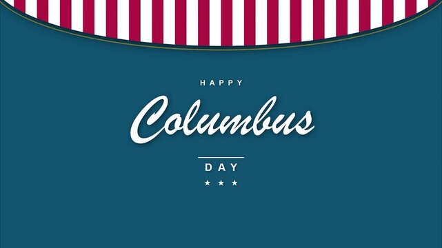 Happy columbus day greeting typography with red white striped arches minimalist graphic design background for holiday promotion social media banner