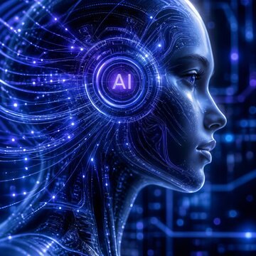 human head with binary code