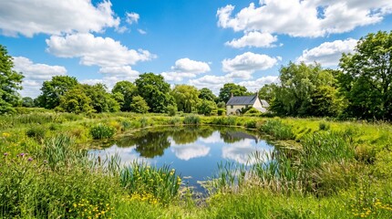 Obraz premium Summer Reflection at the Pond