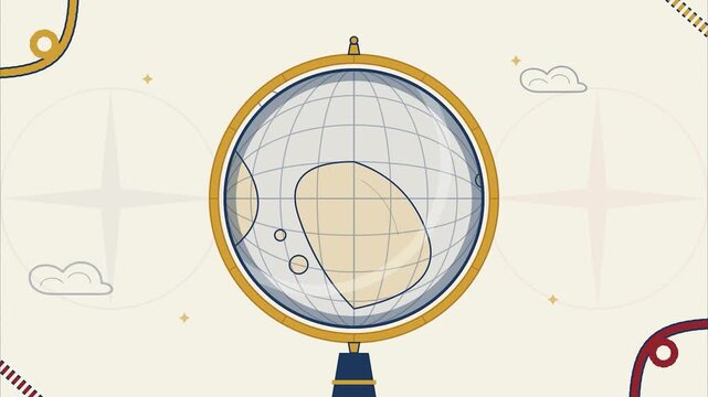 Columbus day vintage nautical pattern with world globe and anchor flat illustration background for educational and celebration design