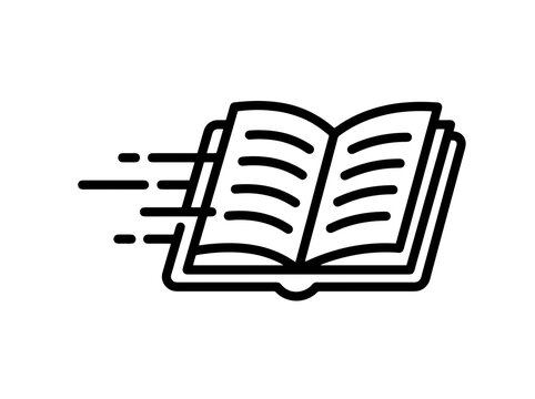 Open book with speed lines suggesting fast learning or knowledge transfer