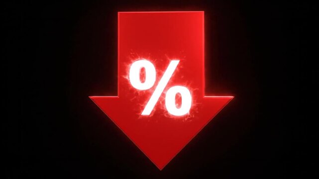 Red downward arrow with percentage symbol indicating discount or reduction