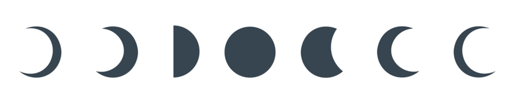 Charcoal Moon Phase Illustration Set Isolated on Transparent Background PNG Lunar Vector Symbols