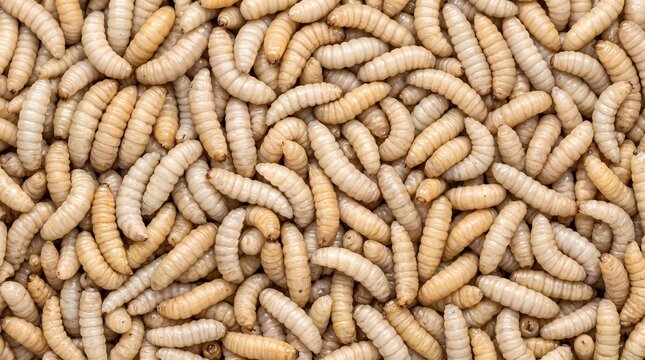 Background of lots of crawling white fly larvae or maggots used as fishing bait