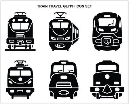 Minimalist train travel icon symbol with white background for digital interface design