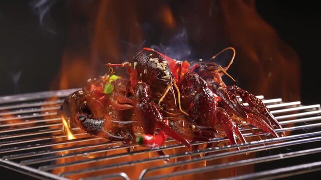 Flame cooked crayfish, chinese fire cooked crawfish cuisine 2024 06 14