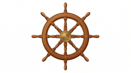 Traditional Wooden Ship Steering Wheel Helm Vector Illustration © Nurhayati