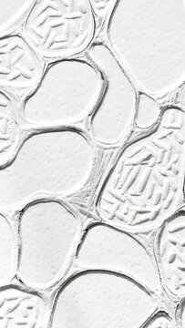 Monochromatic 3d rendering showing embossed cellular bubbles and scaly patterns on a white background. Creative industrial materials, futuristic sculpting concept, abstract visual backdrop.