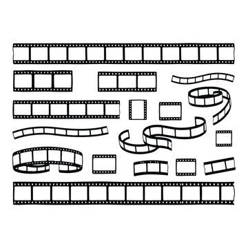 Set of handdrawn film strips and frames