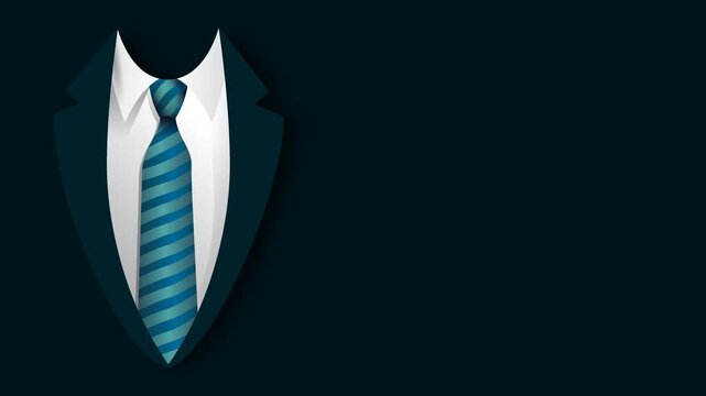 Happy Boss Day Background Design Featuring Formal Business Suit Shirt And Blue Striped Tie With Copy Space.