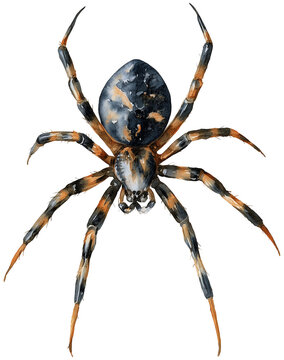 Water color illustration of Spider for Halloween on transparent background