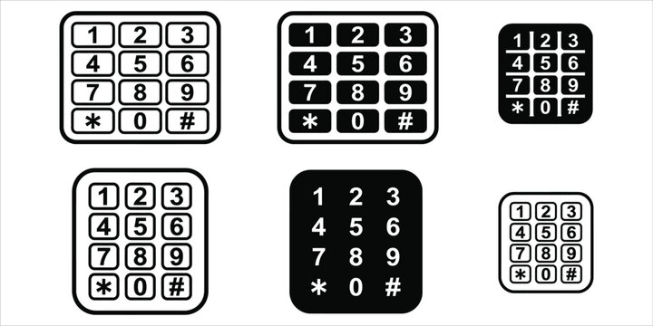 Set of keypad number grids for user interface design with number grid touchscreen interface telephone keypad numeric buttons calculator buttons input panel mobile keypad phone dialer dial pad