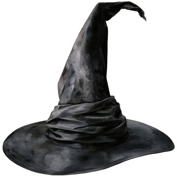 Water color illustration of Witch hat for Halloween on transparent background