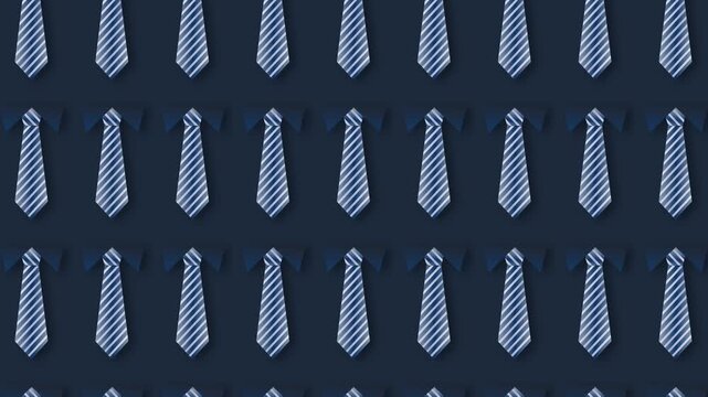 Abstract Boss Day Background With Blue Striped Neckties Pattern Motion Loop.