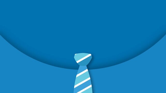 Happy Boss Day Background Design Animation Featuring Blue Shirt Collar and Striped Necktie for Corporate Greeting Video.