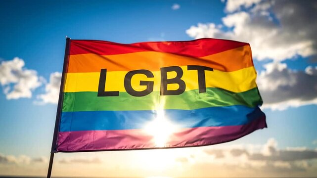 A vibrant rainbow flag waving proudly outdoors