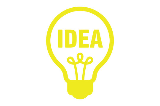 Yellow light bulb idea symbol icon on white background with innovation icon eureka moment problem solving innovation sign mental spark brainstorming sign design element knowledge icon new idea