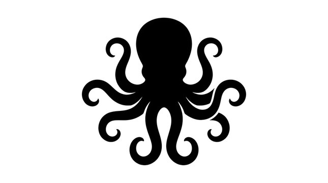 Elegant octopus silhouette vector illustration representing deep sea life marine biology and ocean creature symbol for creative logos