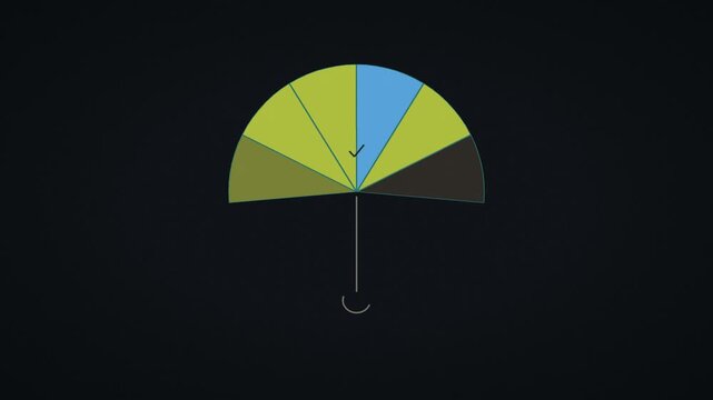 Insurance umbrella canopy panels unfurling sequentially confirming AI underwriting approval