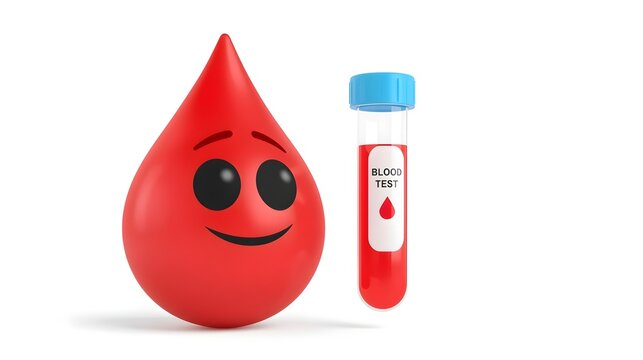 Blood test 3d rendering isolated on white background cartoon plastic style icon