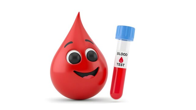 Blood test 3d rendering isolated on white background cartoon plastic style icon