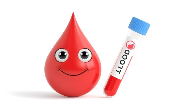 Blood test 3d rendering isolated on white background cartoon plastic style icon