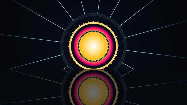 Spectacular cinematic 3D animation of a futuristic New Year celebration. A golden mechanical timepiece explodes into a monumental rotating stargate portal, unleashing a blinding supernova energy blast