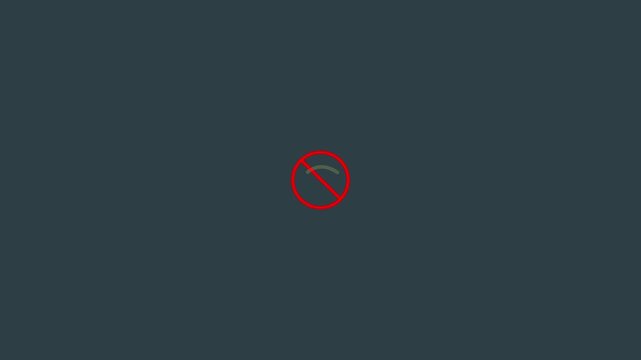 Holding a with a red no wifi icon. This offline digital technology concept shows internet network connection error, communication problem motion animate 4k video.