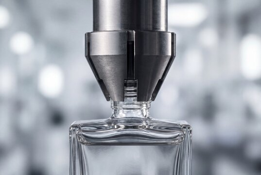 Industrial metal crimping machine nozzle capping glass perfume bottle in factory